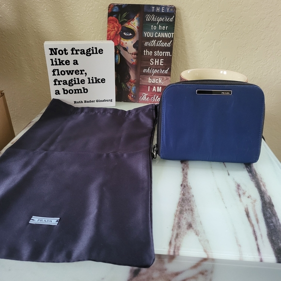 Prada Handbags - Prada Blue Nylon Wallet Euc.